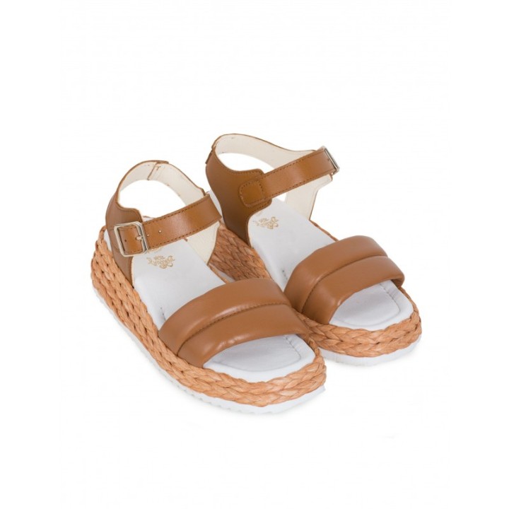 Sandalias Rafia Tira Acolchada Cuero PERA LIMONERA