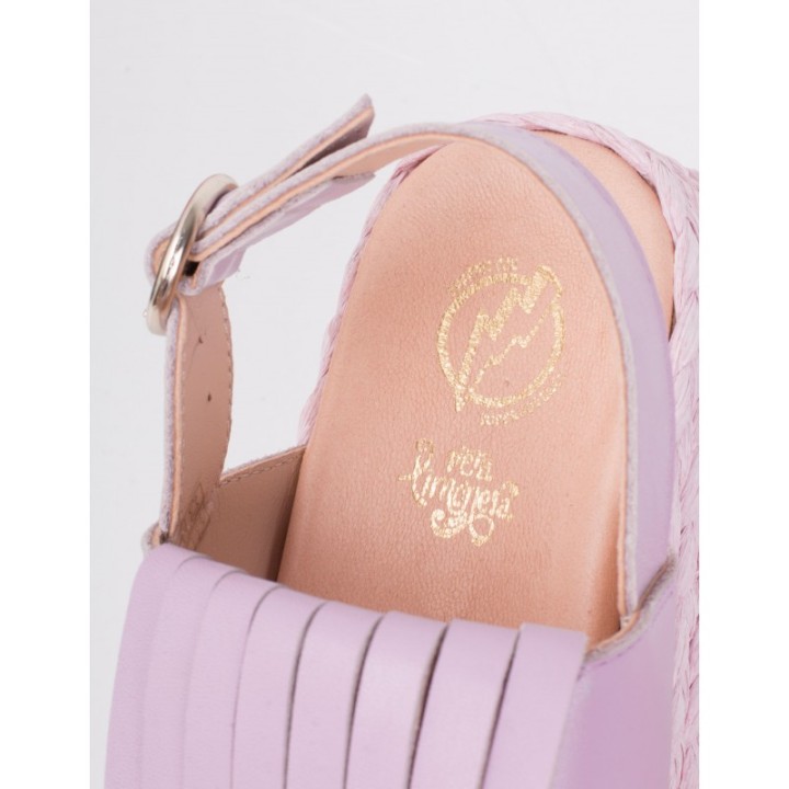 Sandalias Rafia Flecos Lila PERA LIMONERA