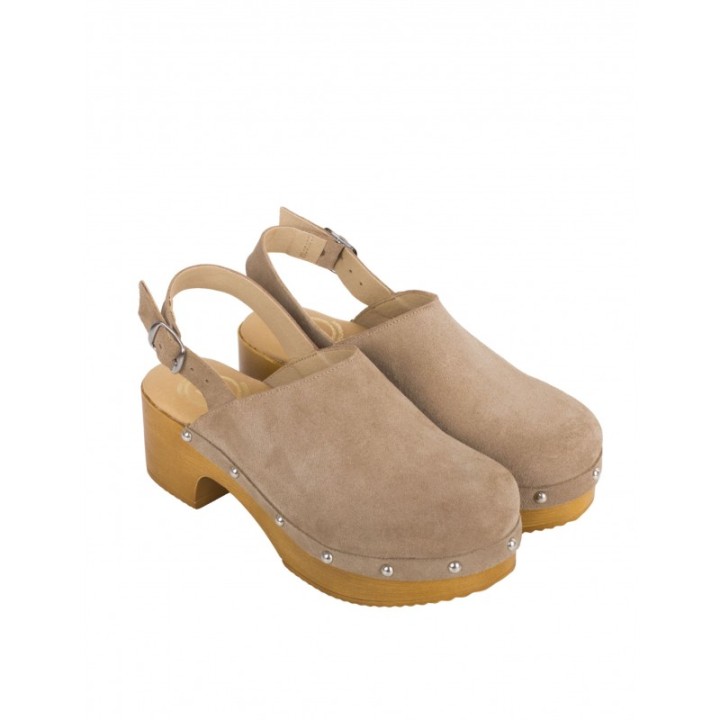 Zuecos Tachuelas Tira Taupe PERA LIMONERA