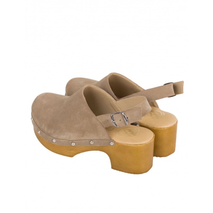 Zuecos Tachuelas Tira Taupe PERA LIMONERA
