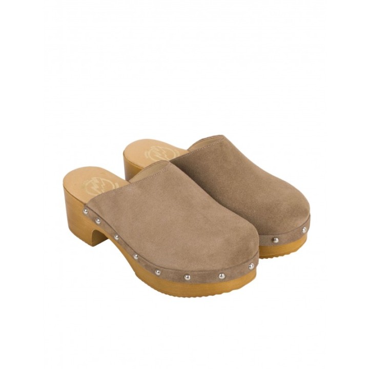Zuecos Tachuelas Taupe PERA LIMONERA