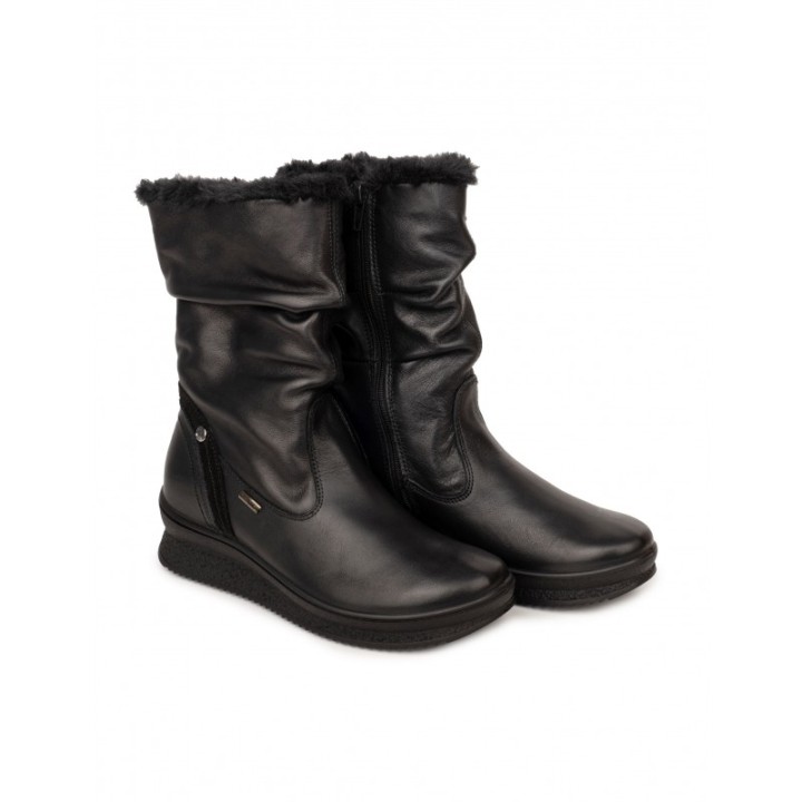 IMAC Botas Piel Impermeables Cana Arrugada Negras
