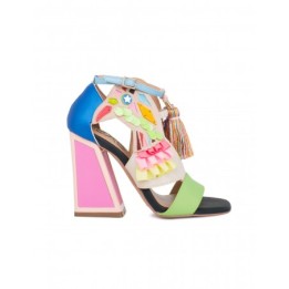 EXe Sandalias Fiesta Multicolor Loro Verde