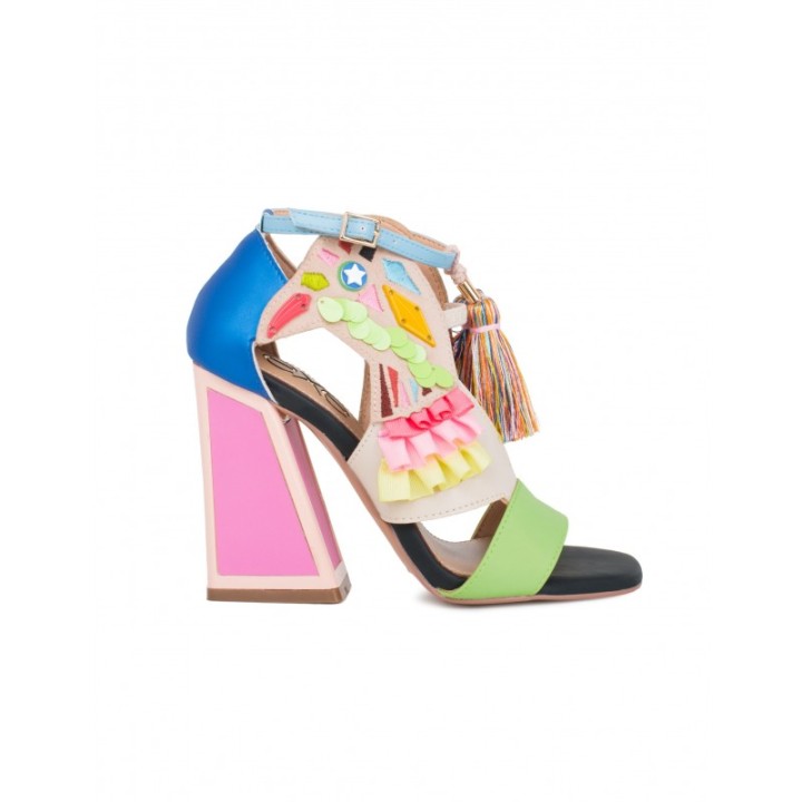 EXe Sandalias Fiesta Multicolor Loro Verde