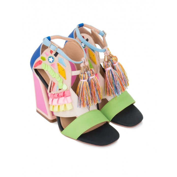 EXe Sandalias Fiesta Multicolor Loro Verde