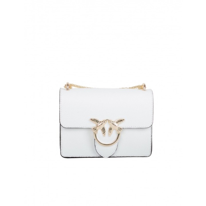 Bolso Piel Cadena Pajaros Blanco