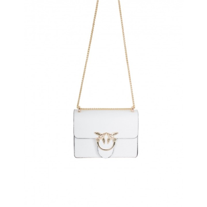 Bolso Piel Cadena Pajaros Blanco