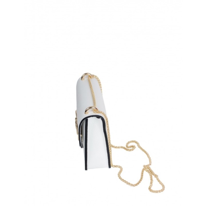 Bolso Piel Cadena Pajaros Blanco