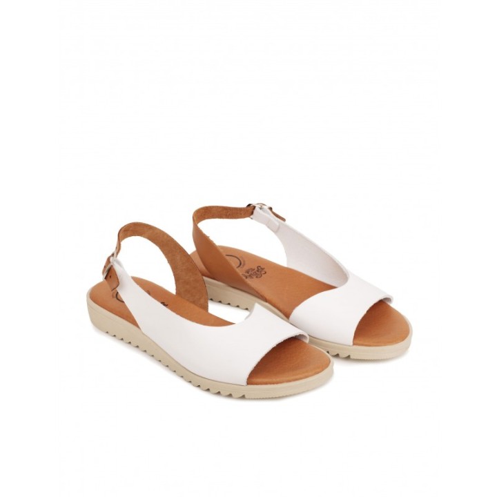Sandalias Peep Toe Planas Blancas PERA LIMONERA