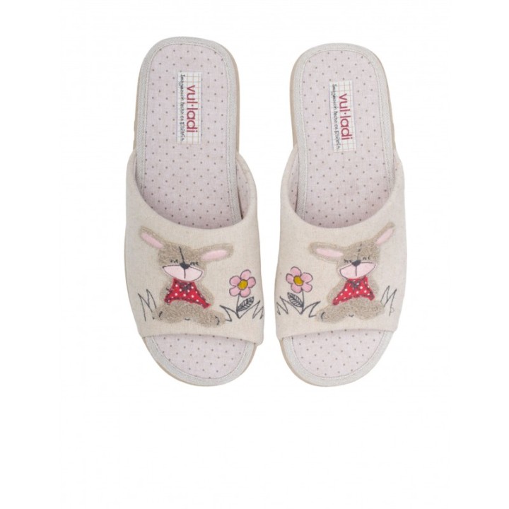 VULLADI Zapatillas Casa Puntera Abierta Conejo