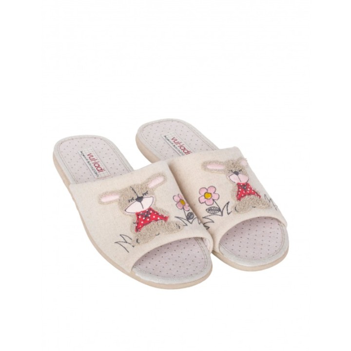 VULLADI Zapatillas Casa Puntera Abierta Conejo