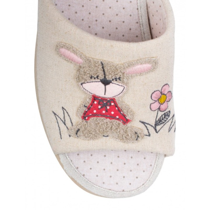 VULLADI Zapatillas Casa Puntera Abierta Conejo