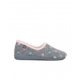 Zapatillas Casa Cerradas Estrella Bordadas Grises