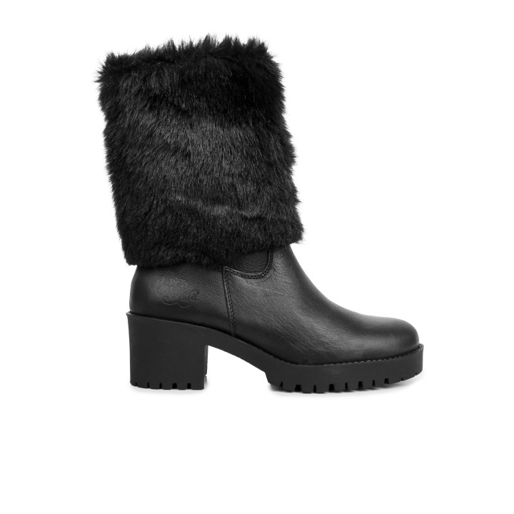 Botas Piel Pelo Track Negras