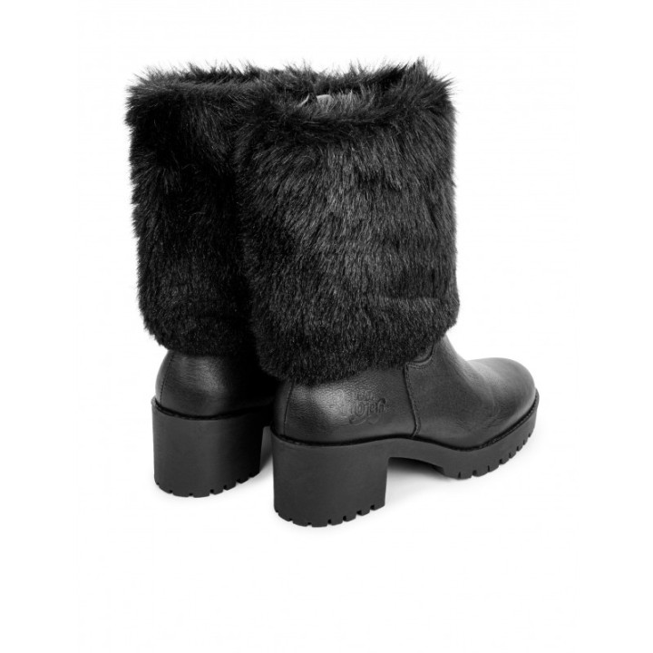 Botas Piel Pelo Track Negras