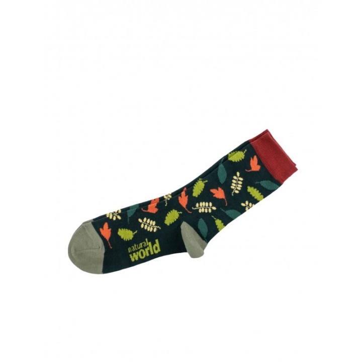 NATURAL WORLD Calcetines Veganos Hojas Verde