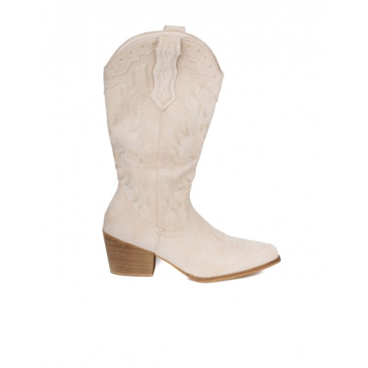 Botas Camperas Costuras Beige