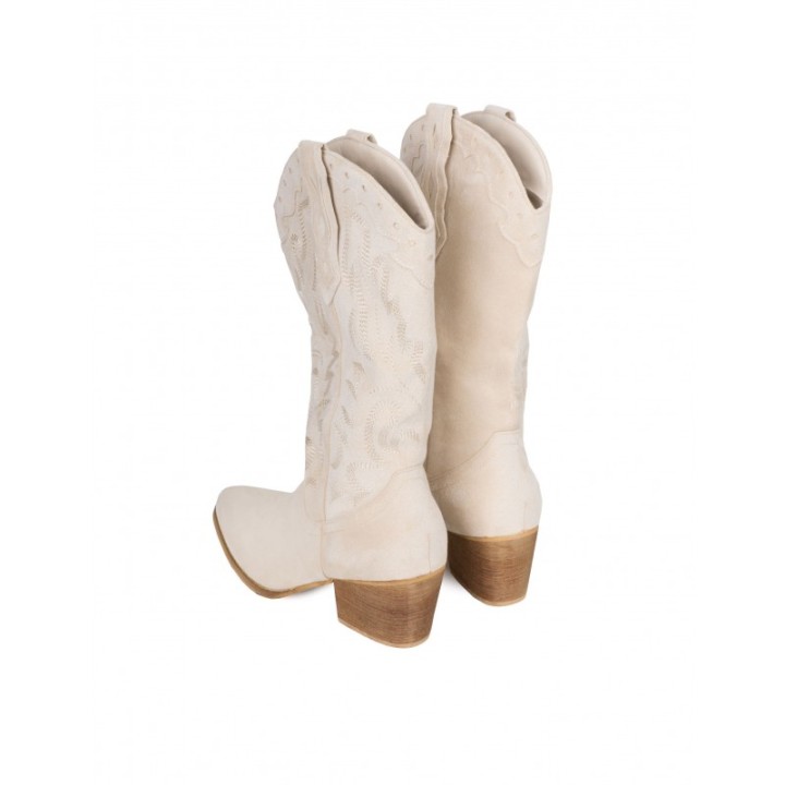 Botas Camperas Costuras Beige