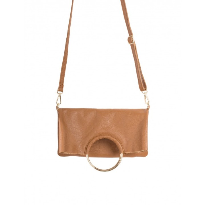 Bolso Piel Multiposiciones Asas Doradas Cuero