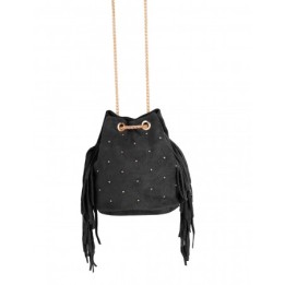 Bolso Bombonera Flecos Negro