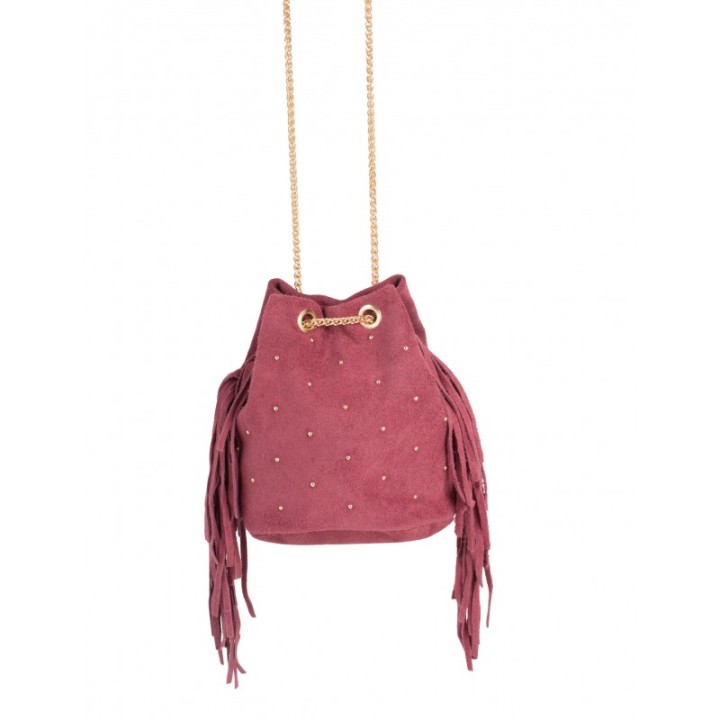 Bolso Bombonera Flecos Burdeos