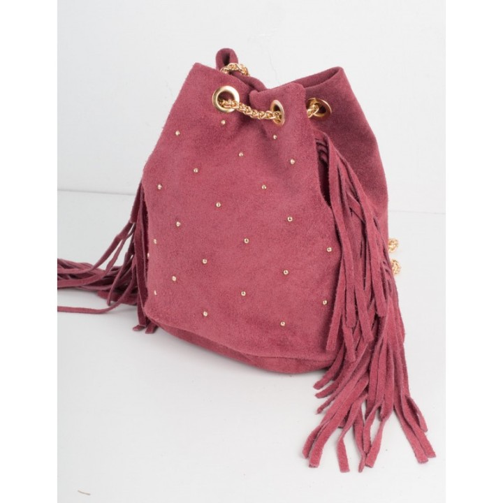 Bolso Bombonera Flecos Burdeos
