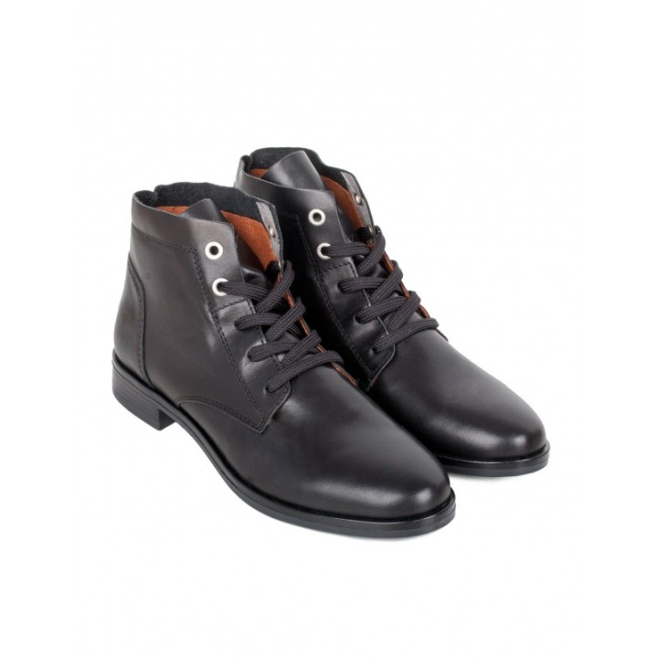 Botines Cordones Planos Piel PERA LIMONERA