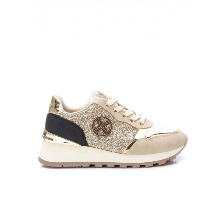 XTI Zapatillas Cuna Purpurina Doradas