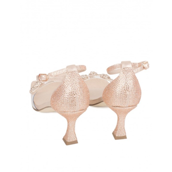 MENBUR Sandalias Vinilo Brillos Oro Rosa