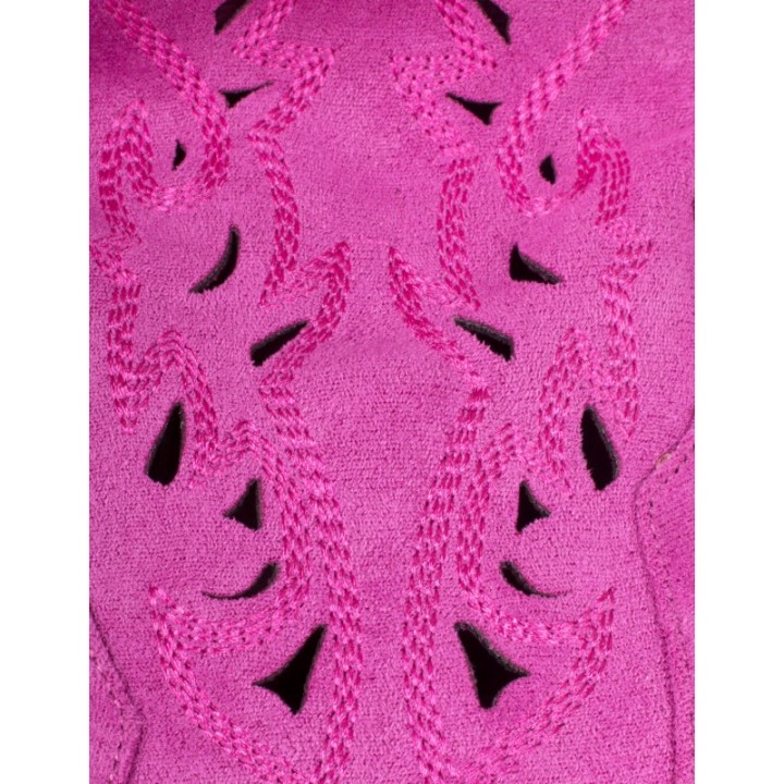 Botines Camperos Calados Tacon Fucsia