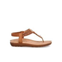 Sandalias Dedo Abalorios Cuero