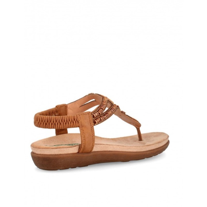 Sandalias Dedo Abalorios Cuero