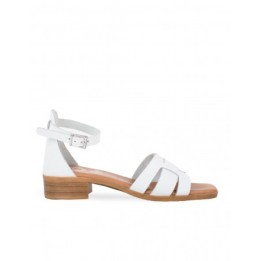 Sandalias Piel Tacon Bajo Blancas PERA LIMONERA