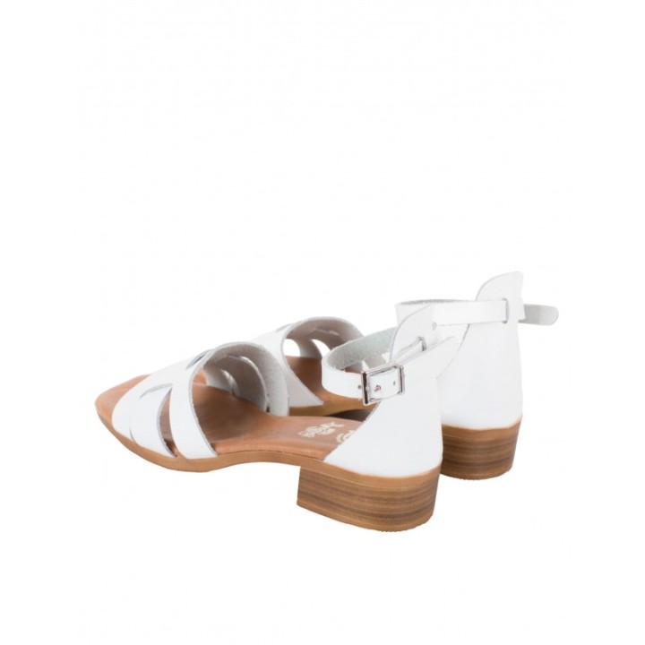 Sandalias Piel Tacon Bajo Blancas PERA LIMONERA