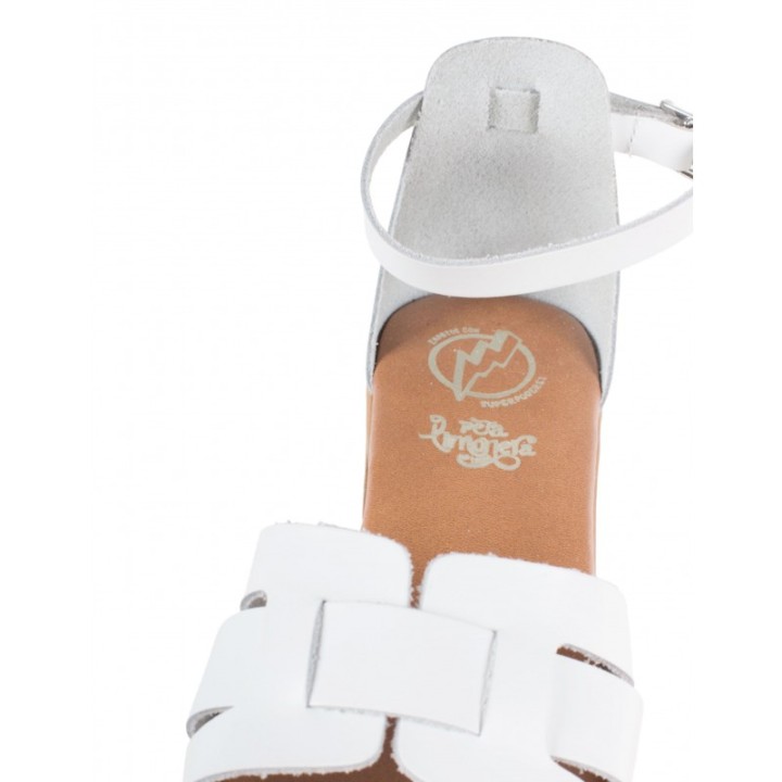 Sandalias Piel Tacon Bajo Blancas PERA LIMONERA