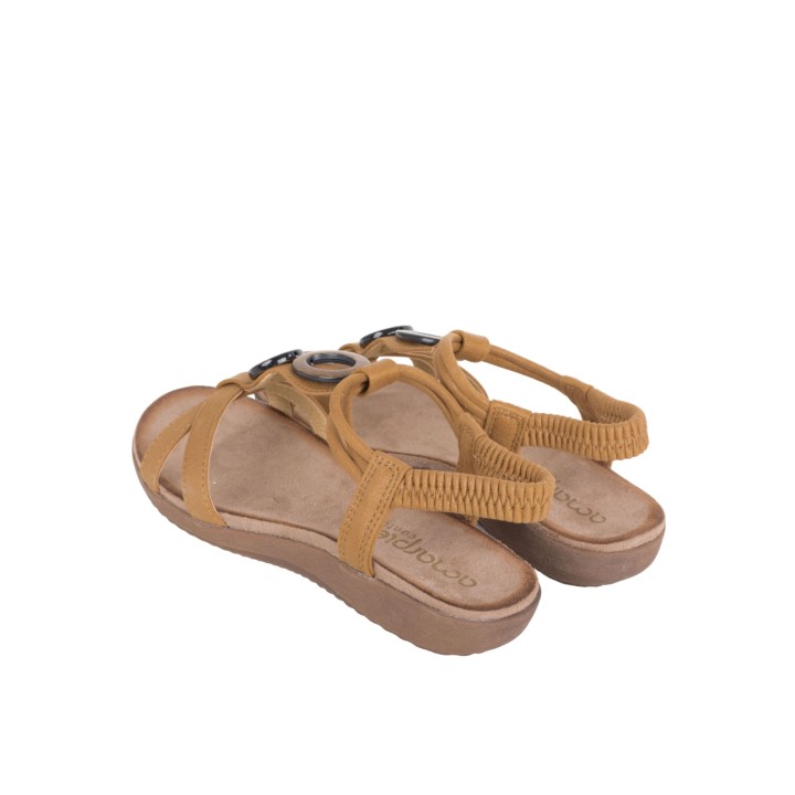 Sandalias Planas Abalorios Madera Cuero