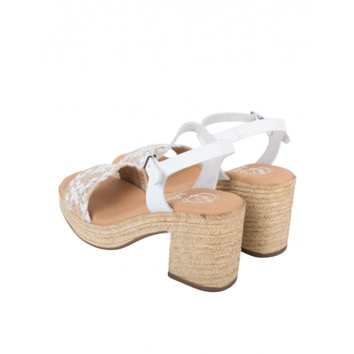 Sandalias Tacon Cuadrado Esparto Blancas PERA LIMONERA