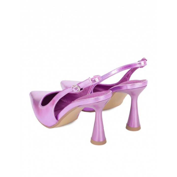 Zapatos Destalonados Metalizados Lila