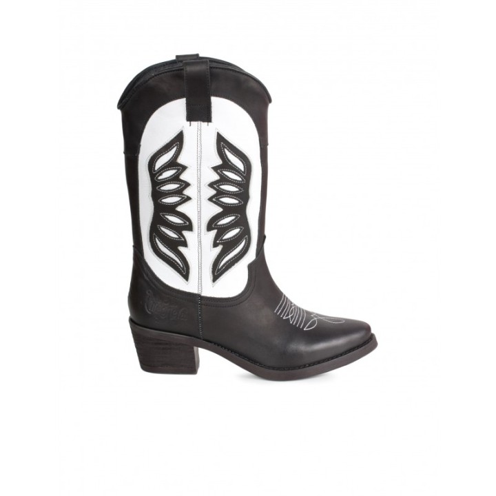 Botas Camperas Costuras Combinadas Negras