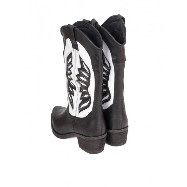 Botas Camperas Costuras Combinadas Negras
