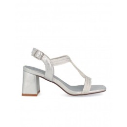 Sandalias Fiesta Plateadas Tacon Ancho