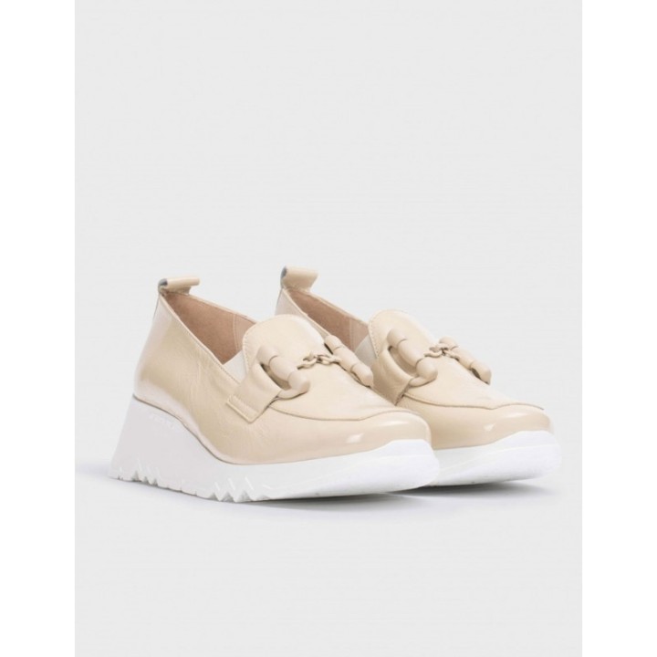 WONDERS Mocasines Cuna Piel Charol Beige
