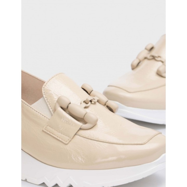 WONDERS Mocasines Cuna Piel Charol Beige