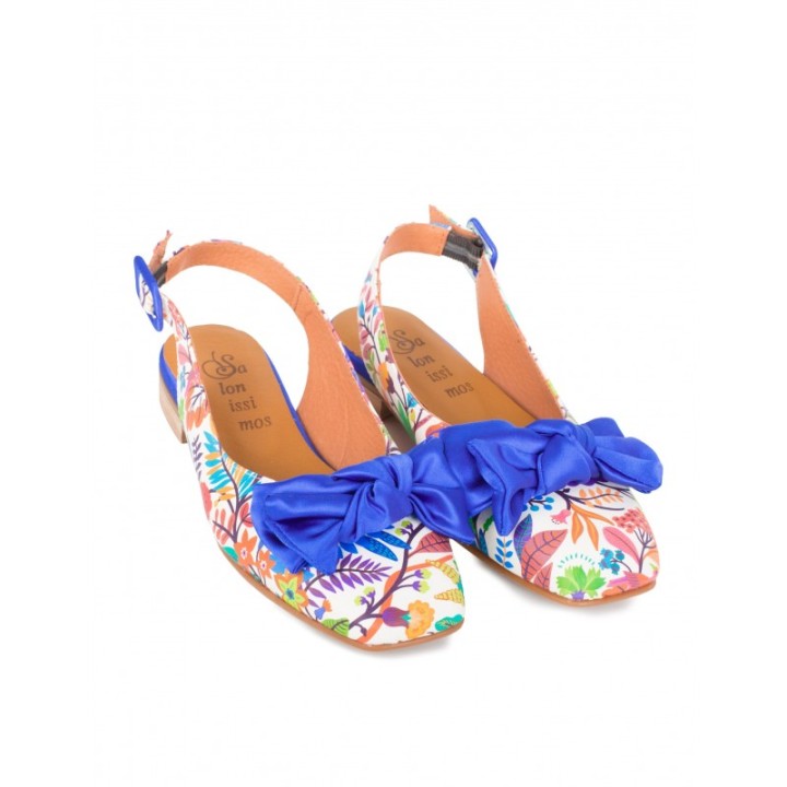 SALONISSIMOS Bailarinas Estampadas Lazo Azul