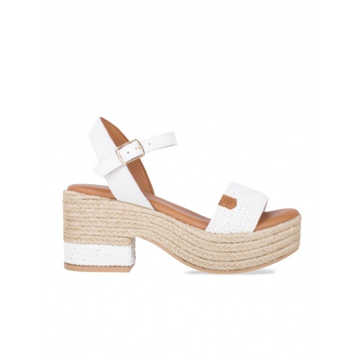 POPA Sandalias Esparto Tacon Blancas