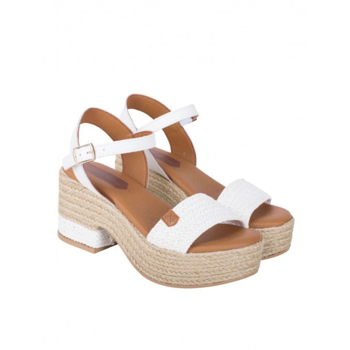 POPA Sandalias Esparto Tacon Blancas