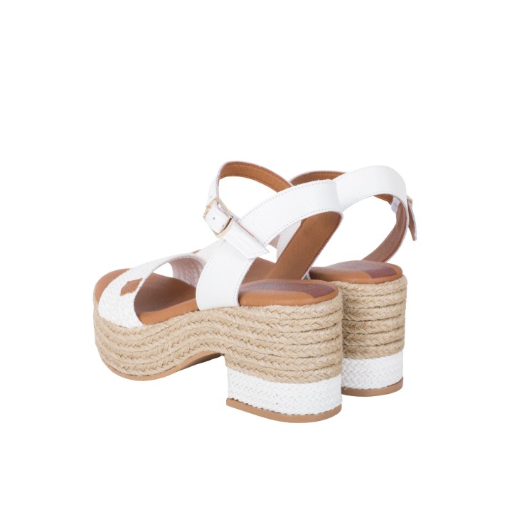POPA Sandalias Esparto Tacon Blancas