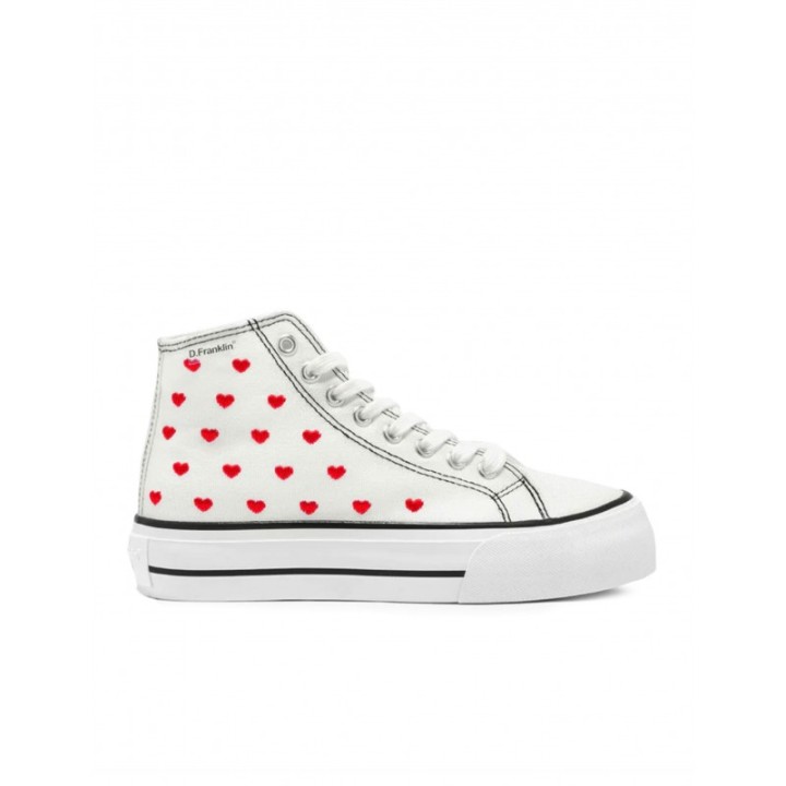 D FRANKLIN Zapatillas Altas Corazones Blancas