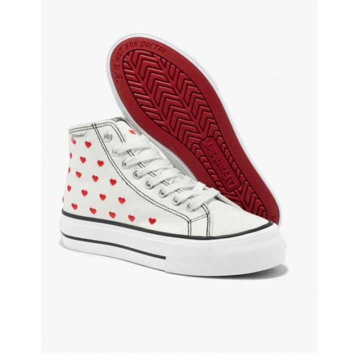 D FRANKLIN Zapatillas Altas Corazones Blancas