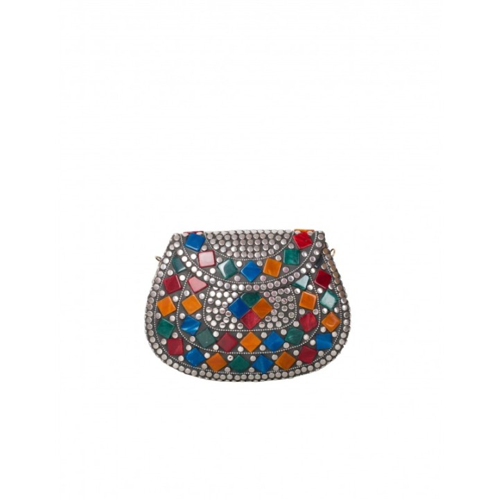 Bolso Fiesta Metalico Colores Plata